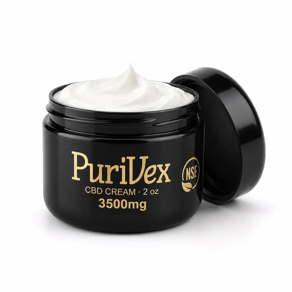 Purivex 2 oz jar, open, showing the cream